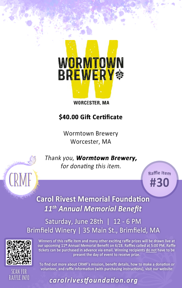 Wormtown Brewery Raffle Prize