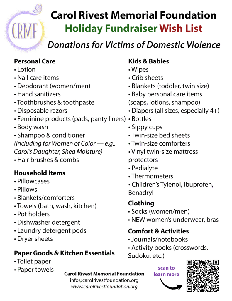 CRMF 2025 Holiday Fundraiser Wish List